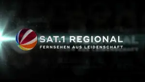 Logo von SAT.1 Regional mit dem Slogan „Fernsehen aus Leidenschaft“ auf dunklem Hintergrund.