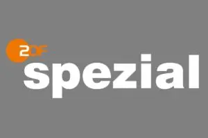Logo von ZDF spezial auf grauem Hintergrund, bestehend aus dem orangefarbenen ZDF-Schriftzug und dem Wort „spezial“ in Weiß.
