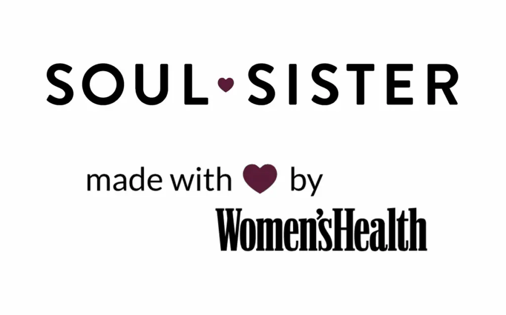 ALT-Text: Logo mit dem Text „SOUL SISTER“, darunter „made with ❤️ by Women’s Health“. Es handelt sich um ein Marken- oder Kampagnenlogo.